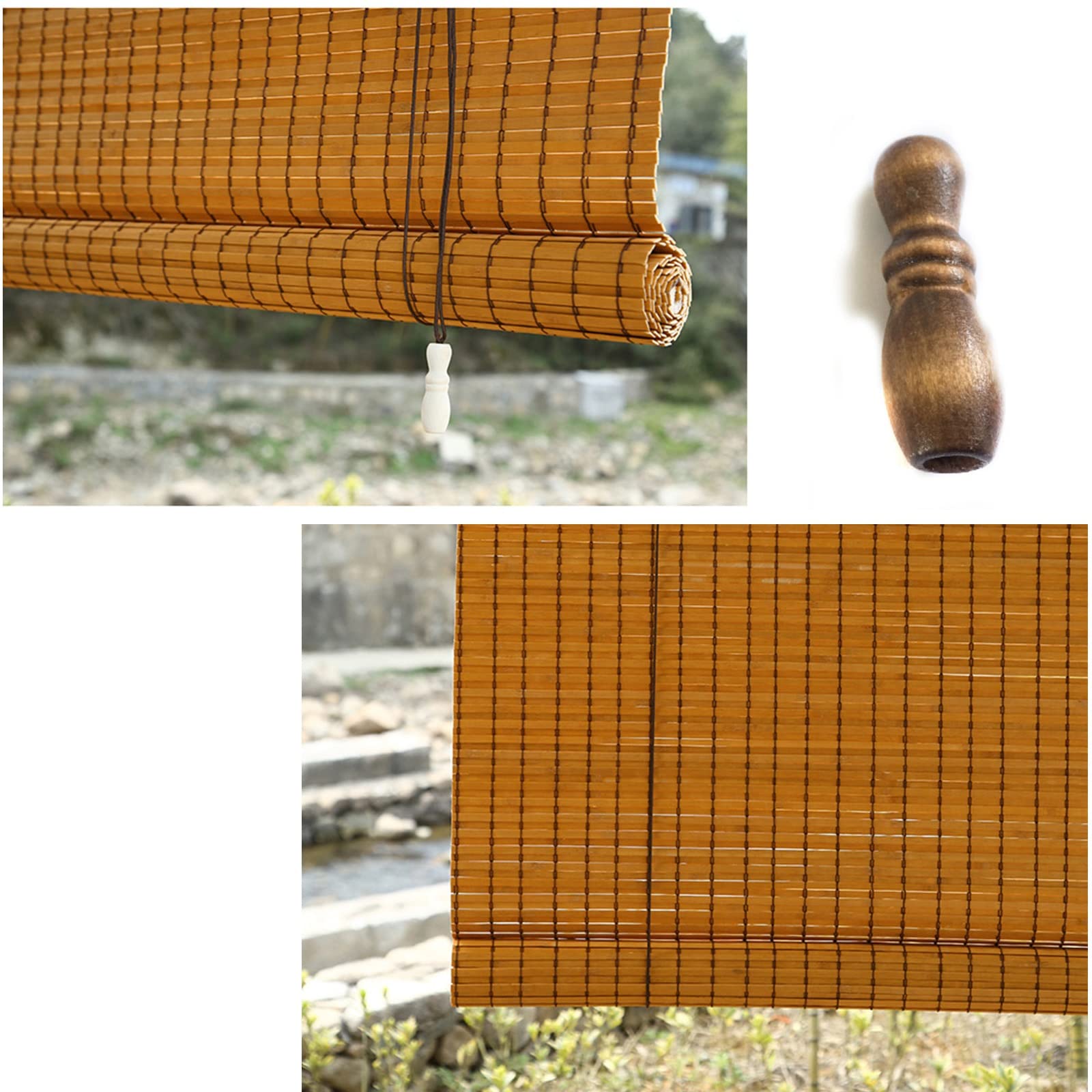 MBROS Tende avvolgibili in bambù da Giardino 50-150 cm di Larghezza, Tende avvolgibili filtranti per la Privacy, per Tende divisorie per Bar, Soggiorno, Balcone, Naturale