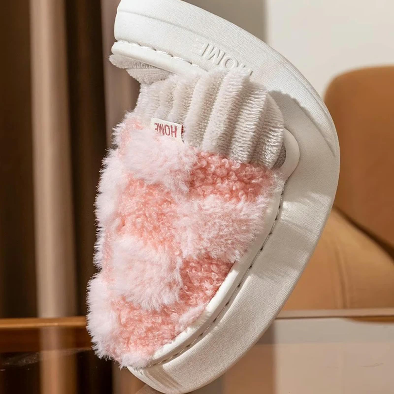 Pantofole Slifori di Cotone Spesse per Uomini per Usura All'aperto Inverno per Casa Interno Usi Anti -Slip E Pantofole Calde per Le Donne-bianco-38-39