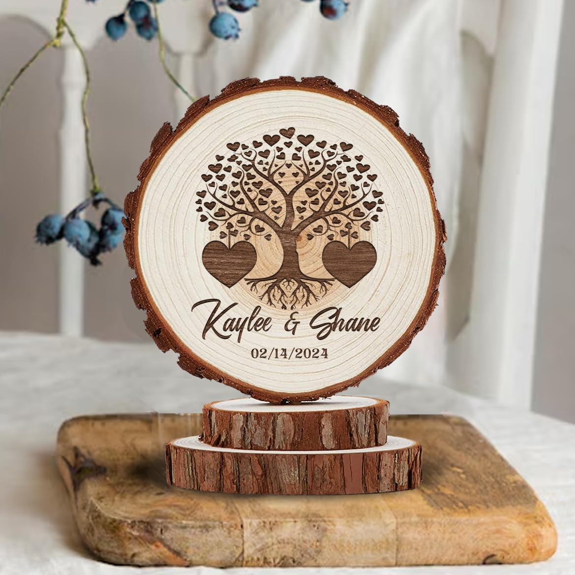 Rustic Wedding Cake Topper Mr and Mrs, Rustic Wood Wedding Cake Toppers, Custom Initials and Anniversary Date Country Party Decorations, Personalized