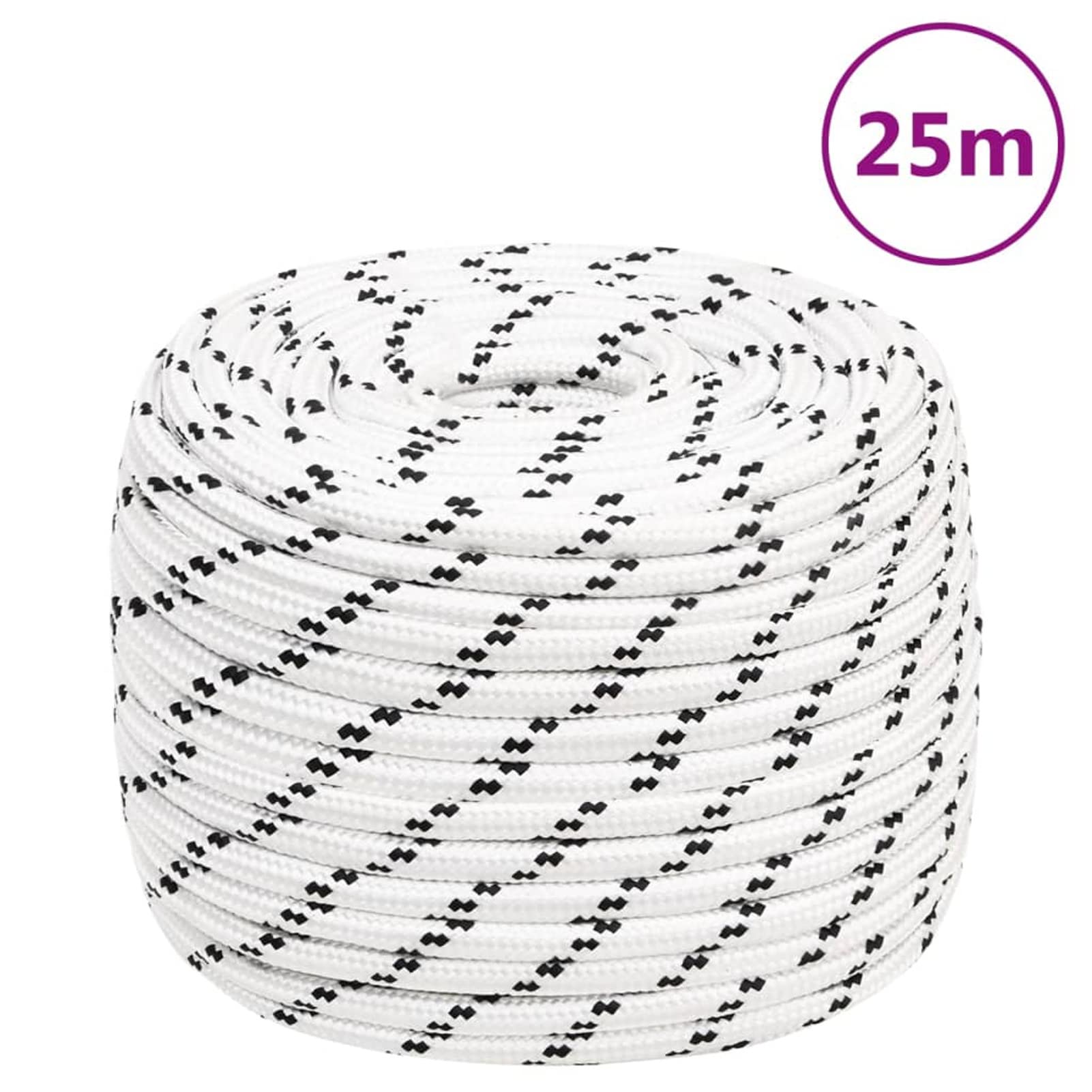 BaraSh Corda Intrecciata per Barca Bianca 14 mm x 25 m Poliestere,Corda Intrecciata,Accessori Ferramenta Corde,Fili e Catene Cavi e Funi-152779