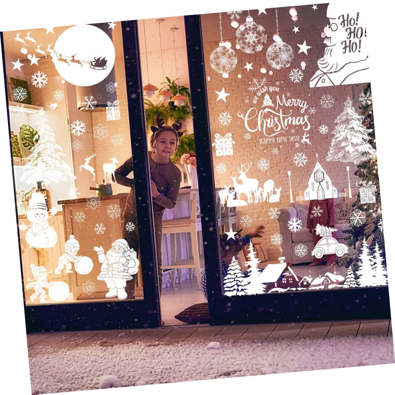 PRETYZOOM 45 Blatt Weihnachtsaufkleber Schneeflocke Wandtattoo abnehmbare Wandaufkleber weihnachtsdeko Weihnachtssticker Wasserfeste Aufkleber Dekoration für Weihnachtsfeiern Fenster Zubehör