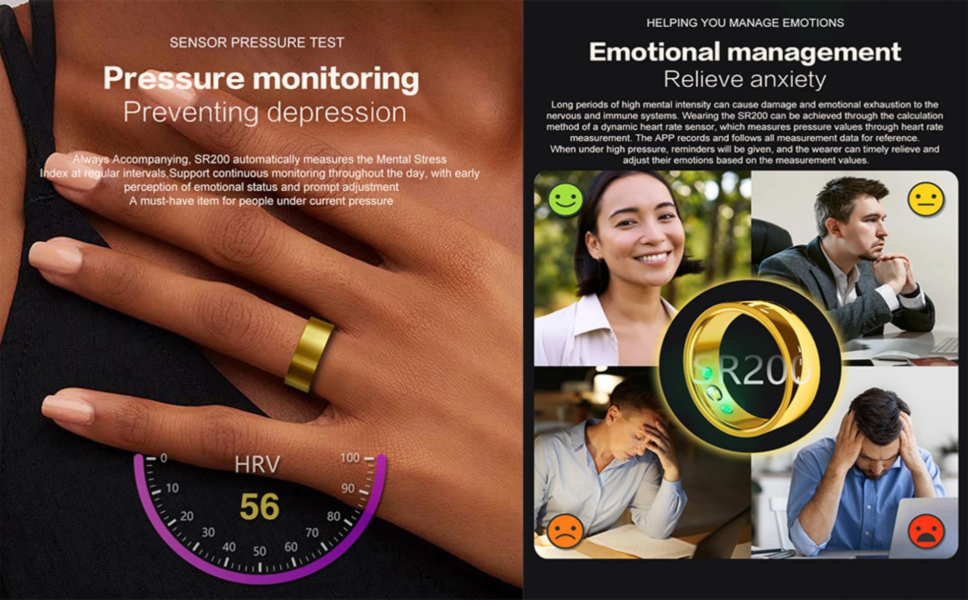 Anelli Intelligenti da Uomo e da Donna, Anelli Sportivi, Anelli per Il monitoraggio della Salute, Anelli Impermeabili per Il monitoraggio della frequenza cardiaca, pedometri
