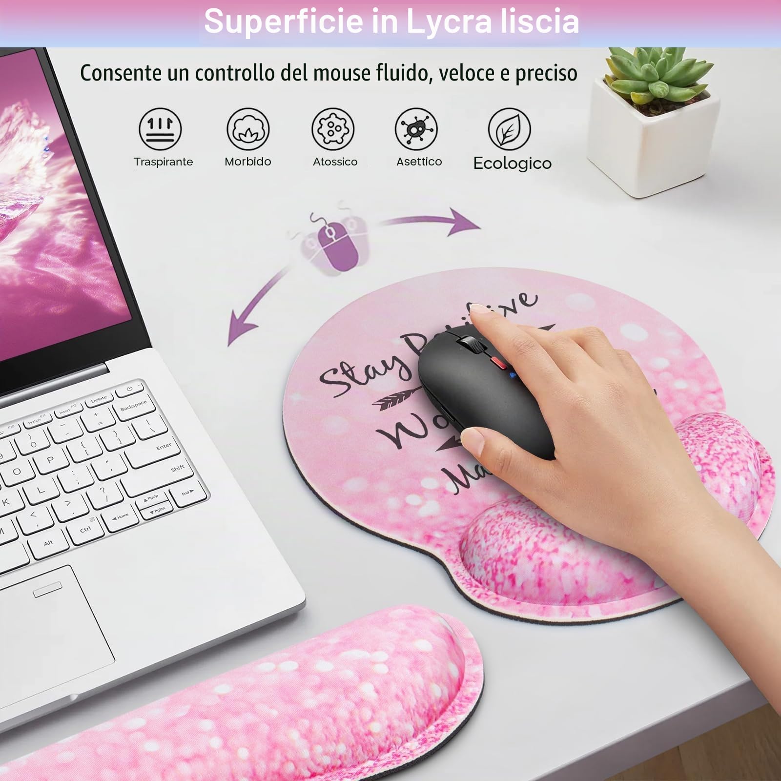 3-in-1 Sottomano Scrivania Set,Acezeek Poggiapolsi Tastiera,Tappetino Mouse Poggiapolsi,Tazza Pad,Ergonomico Mouse Pad,Tappeto Mouse con Memory Foam,Polso Dolore Relief Per Giochi,Uffici,Dormitori