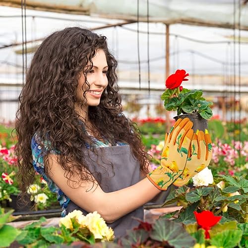 Miniatura 7 de Guantes de cuero para jardinería para mujer, guantes de trabajo a prueba de espinas para deshierbe, excavación, plantación, poda, guantes de jardín