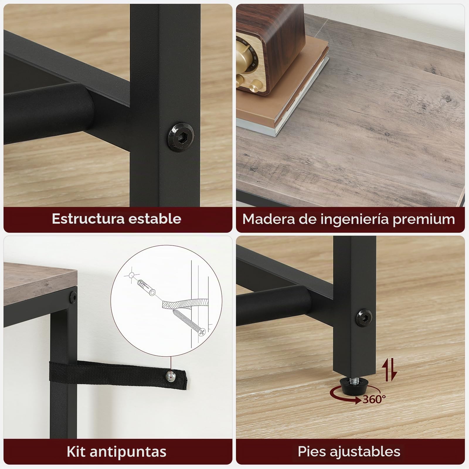 MAHANCRIS Soporte de Guitarra, Estantería para 7 Guitarras de Dos Niveles, para Guitarra Acústica, Guitarra Eléctrica, Bajo, Ukelele, Banjo, Revestimiento Protector de EVA, Gris AGSHG6701
