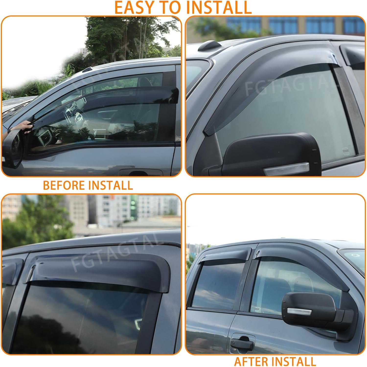 Side Window Deflectors Rain Guards Compatible with Nissan Titan 2016-2023, ABS in-Channel Rain Guards, Rain Guards for Car Windows, 4PCS (Fit for 4 Door Version)