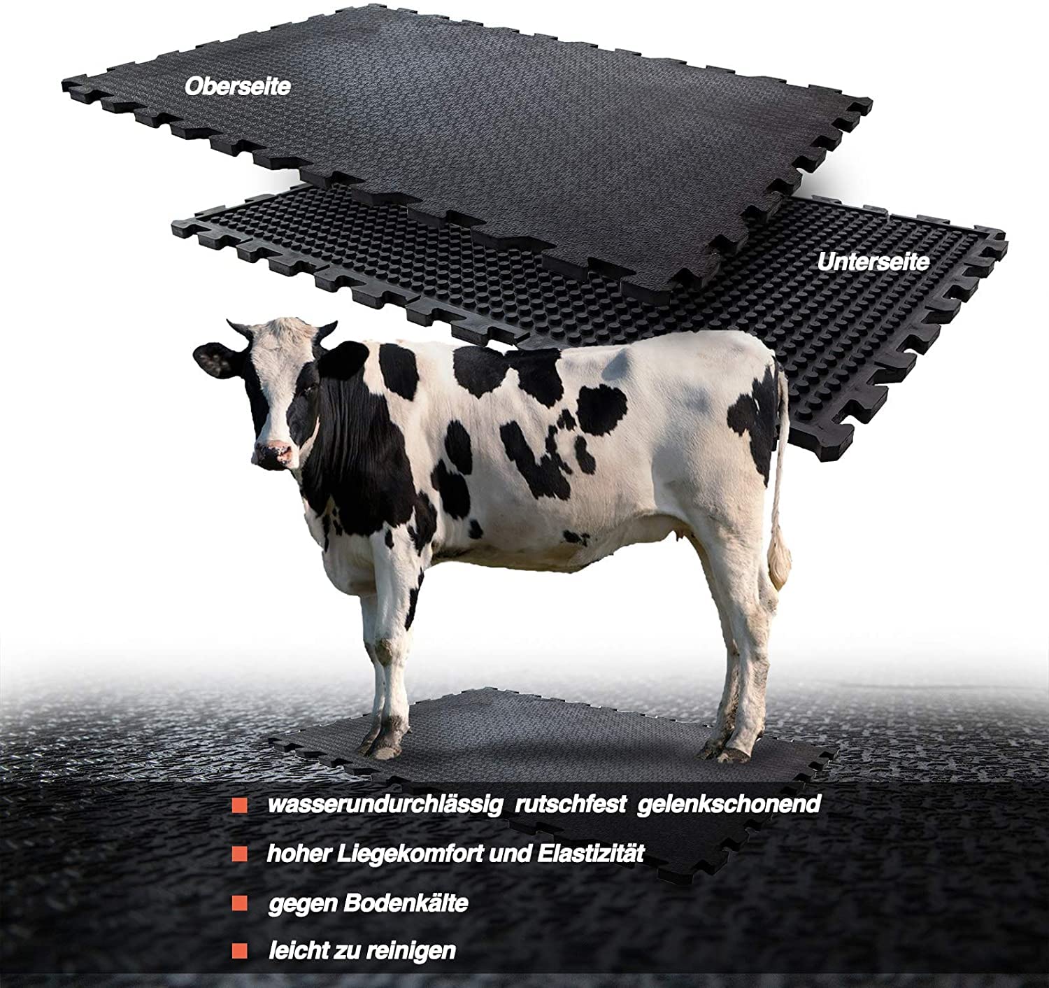 KARAT Tappetino in gomma per cavalli, per allevamento del bestiame, tappetini in gomma, sistema puzzle (120 x 80 x 2 cm)