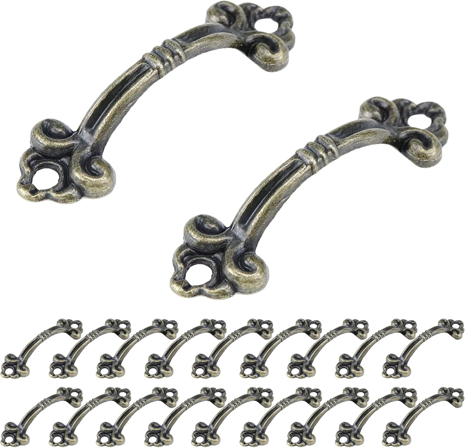 T Tulead Zinc Alloy Mini Pulls Vintage Pull Door Handle Drawer Handle Cabinet Door Pull Handles 1.53-Inch Hole to Hole,20PCS with Mounting Screws