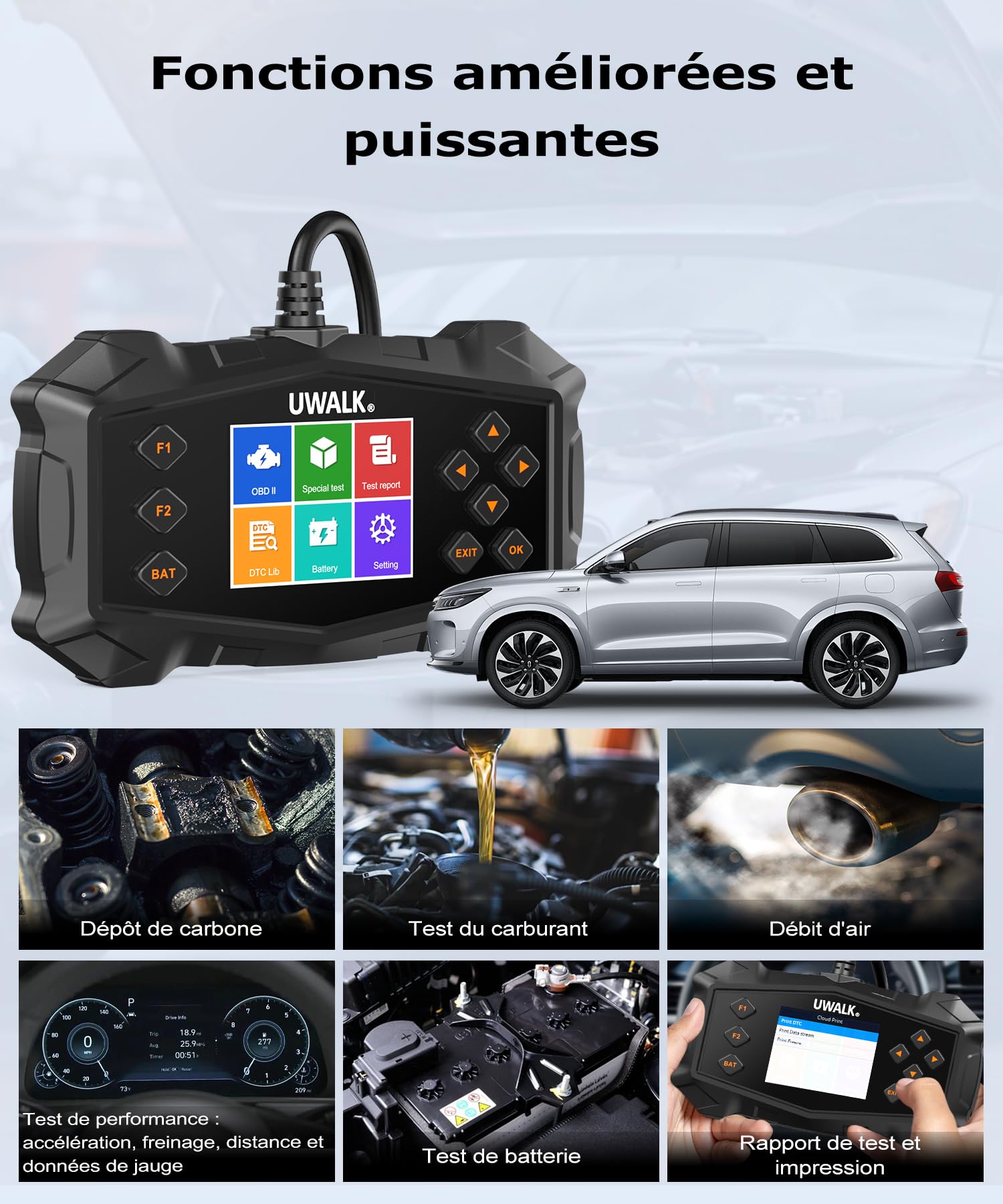 OBD2 Valise Diagnostic Auto Voiture: OBD Diagnostique Auto Multimarque Français avec Lecture en Temps Réel des Données - Lecteur de Codes de Panne Moteur Scanner pour BMW Audi Peugeot VW Véhicules