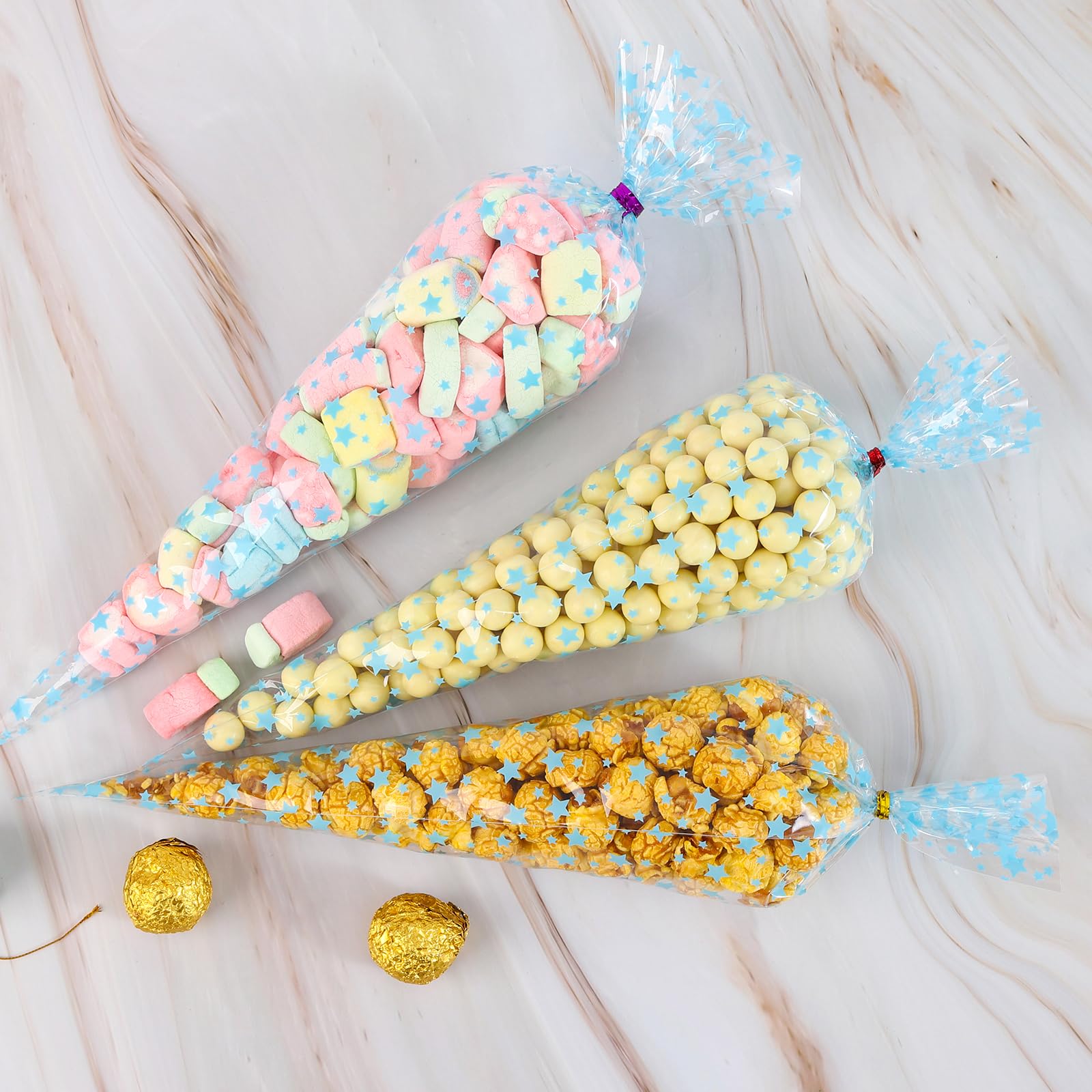 popcorn in cone shaped bags