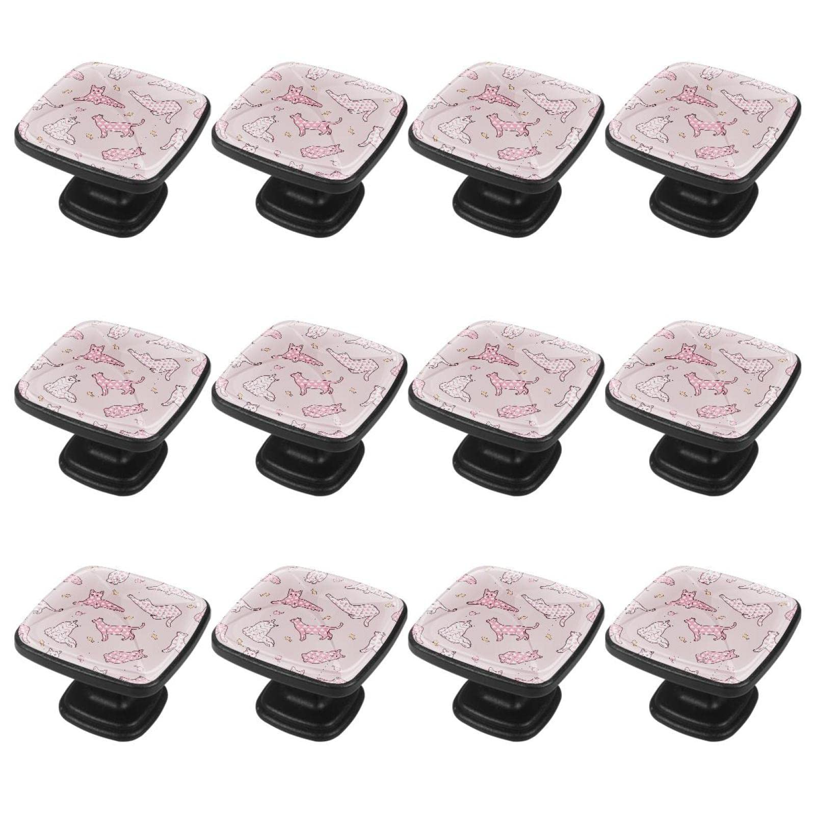 Boutons de commode dessin anime chat rose au beau design de meuble x12