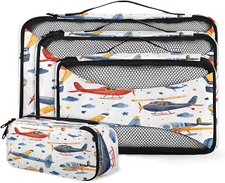 Airplane 4 Set Packing Cubes Luggage Organizer Bags for Travel Accessories and Essentials, Cartoon