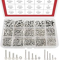 Vista 1 de Hilitchi Juego surtido de tornillos de cabeza hexagonal de acero inoxidable M2 3 4 304 con caja (acero inoxidable 304)