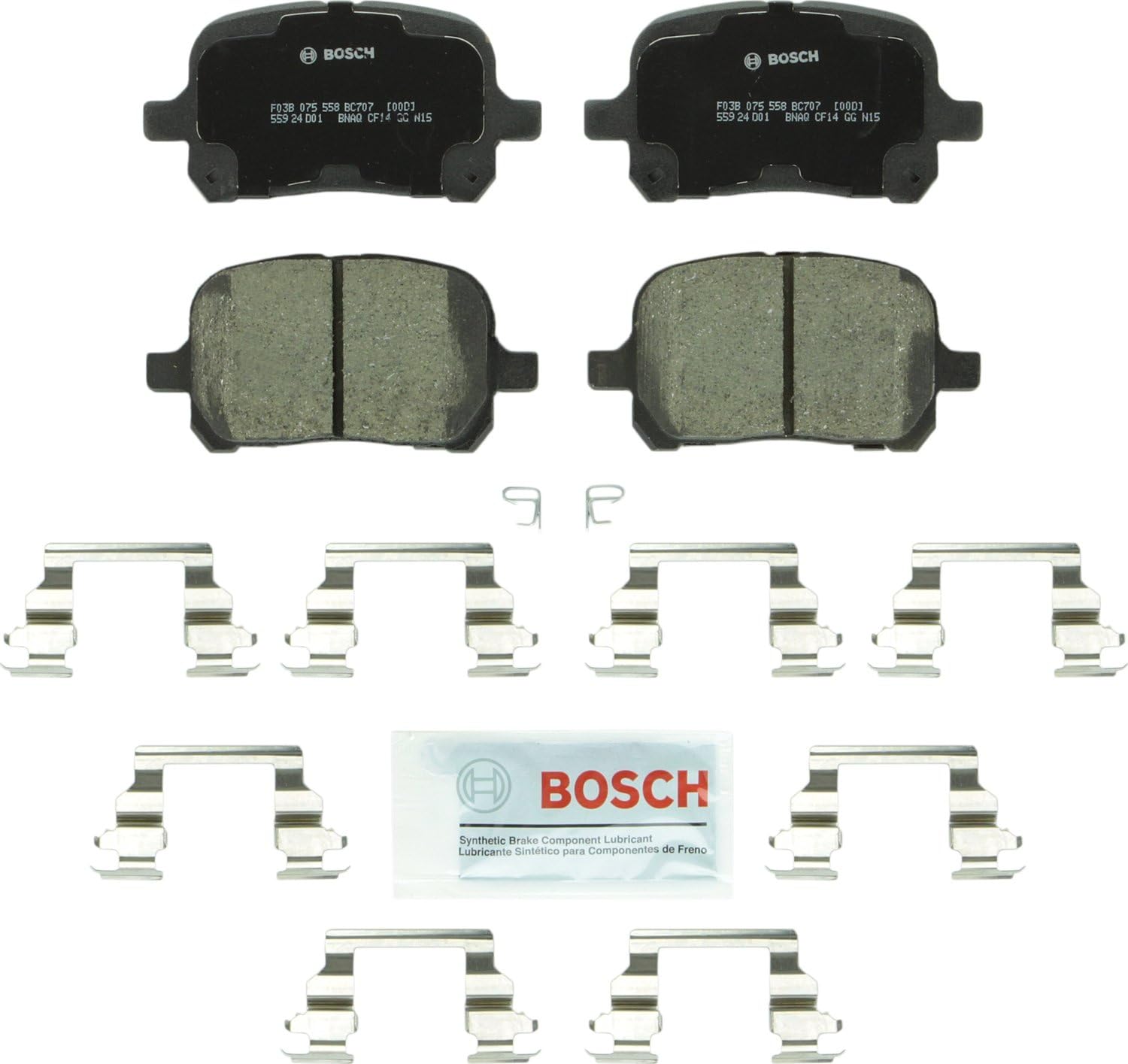 BOSCH BC707 QuietCast Premium Ceramic Disc Brake Pad Set - Compatible with Select Lexus ES300, RX300; Toyota Avalon, Camry, Solara; FRONT