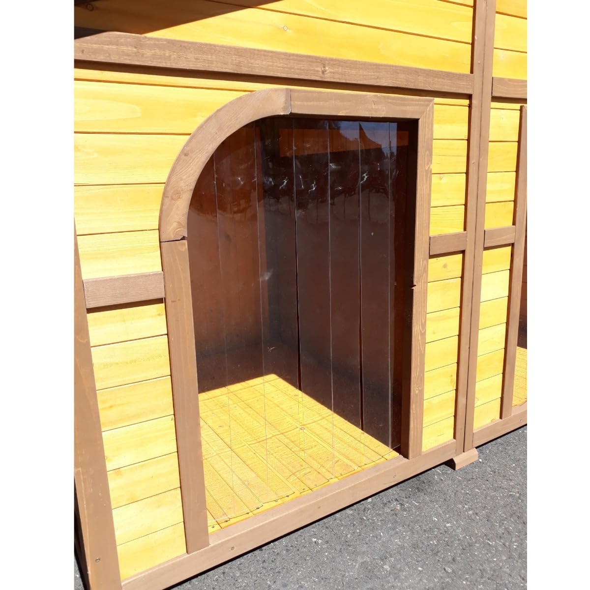 Animal Valley - Caseta para Perro Doble con Techo Shingle Negro - Madera y Shingle - 185 x 106 x 120 cm - Tamaño XXL - Beige y Marrón - para Perros Grandes