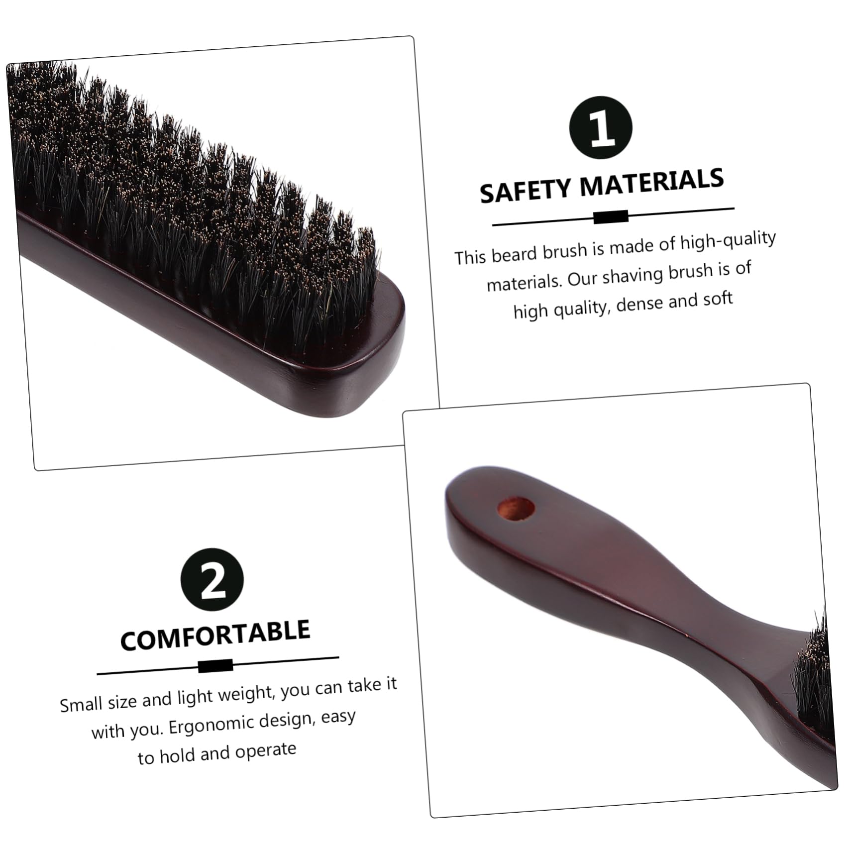 Beavorty 3 Pezzi Spazzola per Barba da con Manico in Legno Spazzola per Il Viso Delicata per Salone Facile da Pulire Portatile Elegante per Uomo
