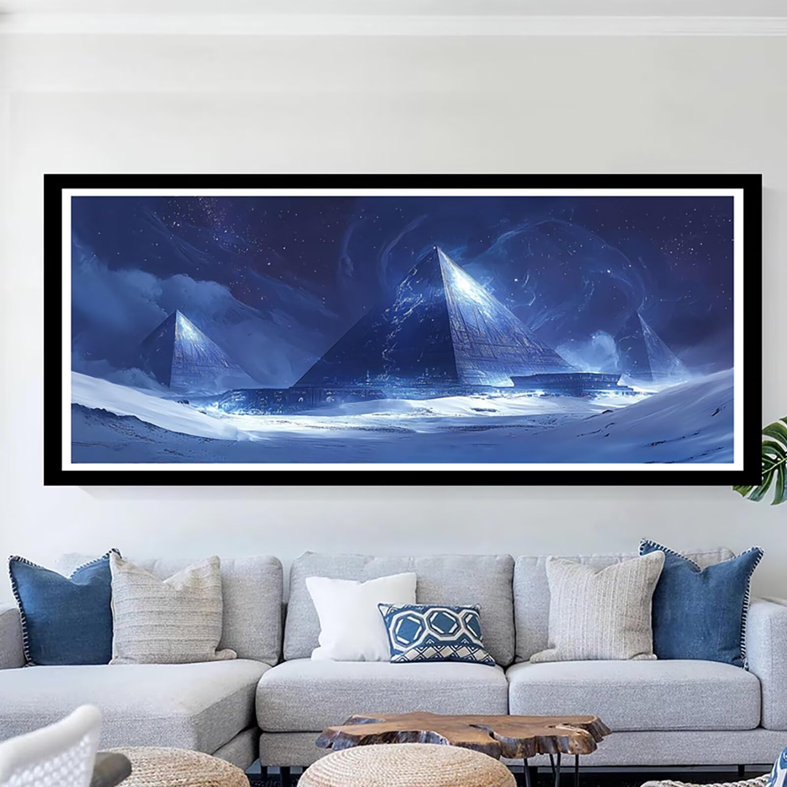 Diamentowe malowanie Piramida 5D Rysunek Diamentowy, DIY Diamentowe Malarstwo Dorośli Egipt Zestaw do malowania diamentami DIY Dzieci Kryształ Prezent na ścianę Dekoracja domu 55x110cm CJ0P-1203