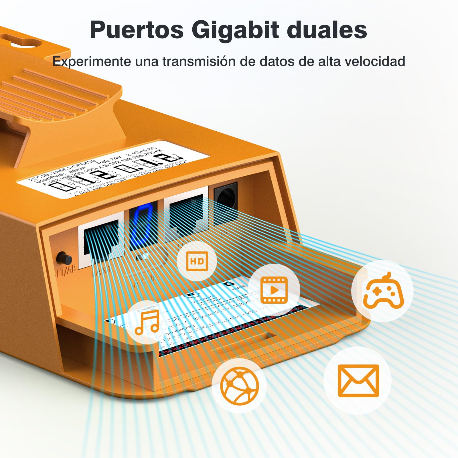 AdaLov CPE469 Gigabit Puente inalámbrico para Exteriores, Doble Banda 5.8G/2.4G 3 km Largo Alcance Bridge Wireless,Extensión de Red a Cámara/Dependencias/Jardín/Garaje/Taller,IP65 Impermeable,24V PoE