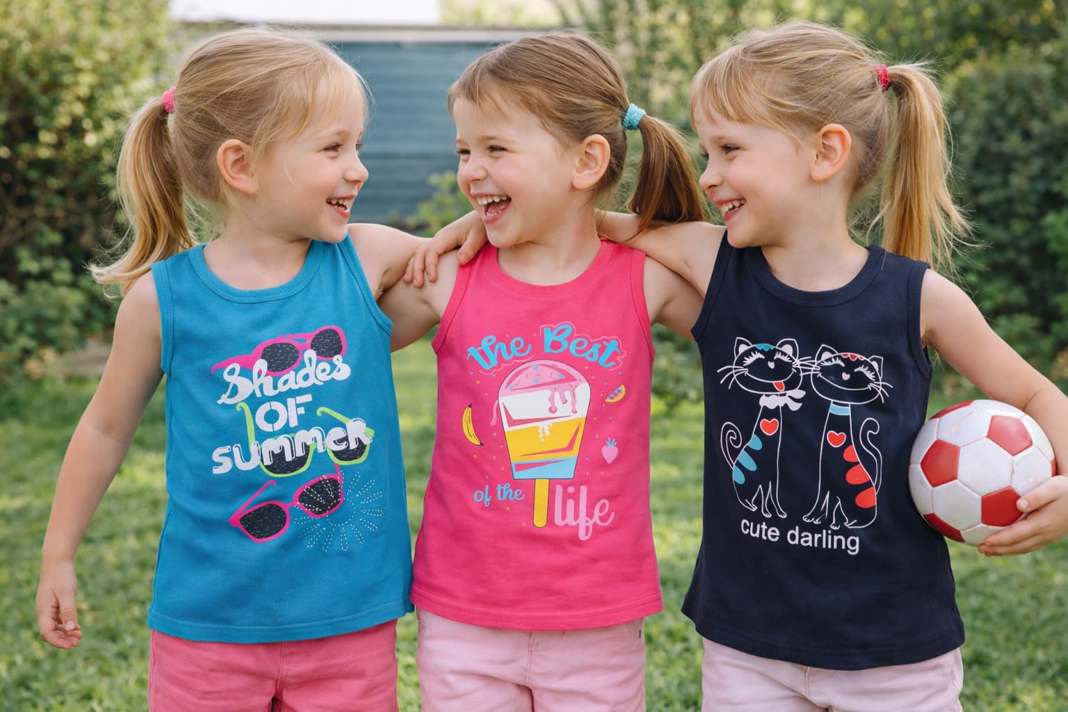 BABA AND BABY Kids Top Cotton Printed Sleeveless Tshirt for Girls Pack of 3 (3-4 Years, Pack of 3-A) 1