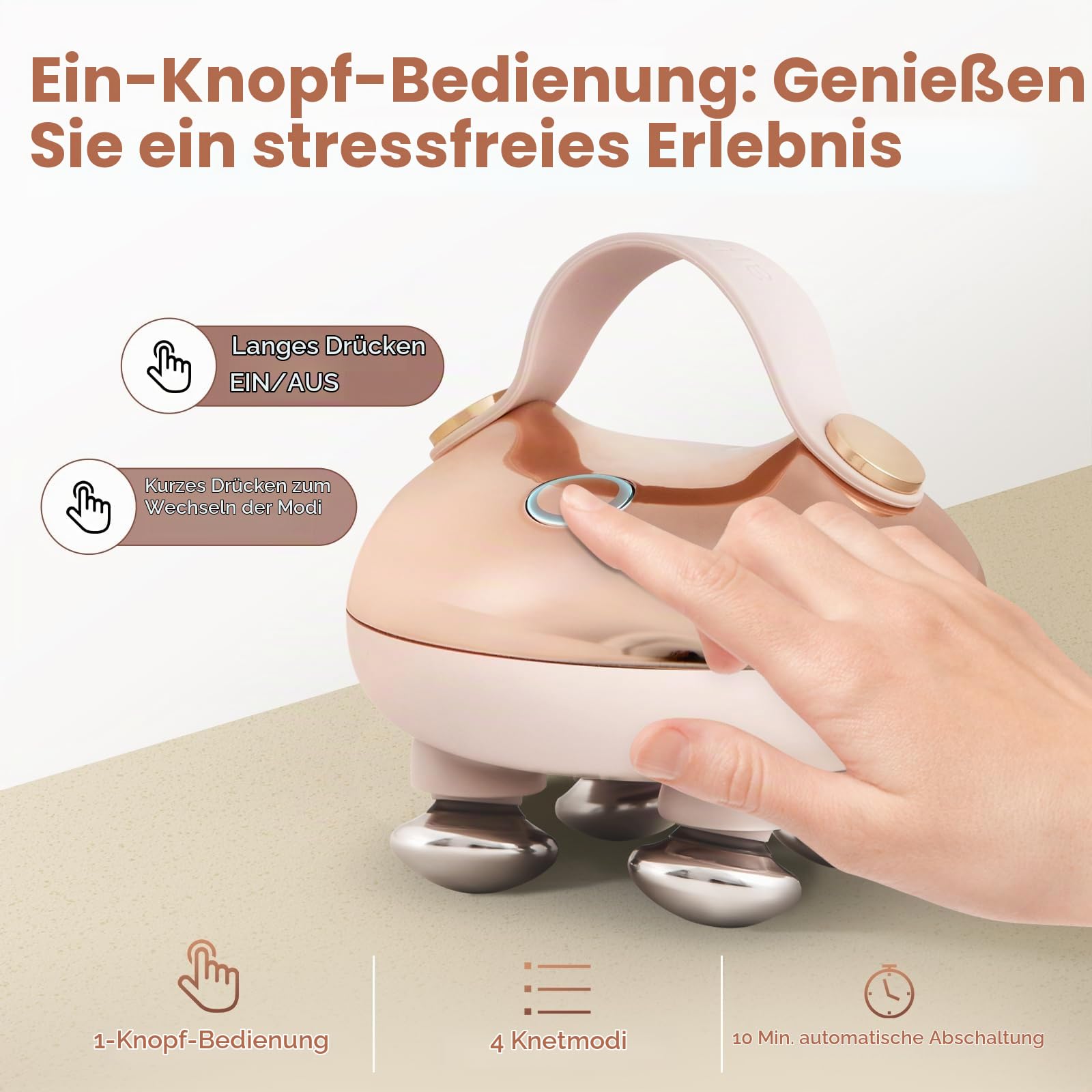 arboleaf Kopfmassage elektrisch mit Wärmefunktion 4 Stufen für Entspannung | Kopfhaut-Massagegerät IPX7 wasserdicht mit Warmköpfen & abnehmbarer Massageköpfen, handliches Kopfmassagegerät