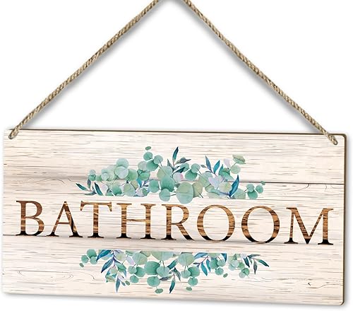 Letrero de bienvenida para baño, 10 x 5 pulgadas, placa de madera impresa para colgar en la puerta, decoración de madera para el hogar, granja,