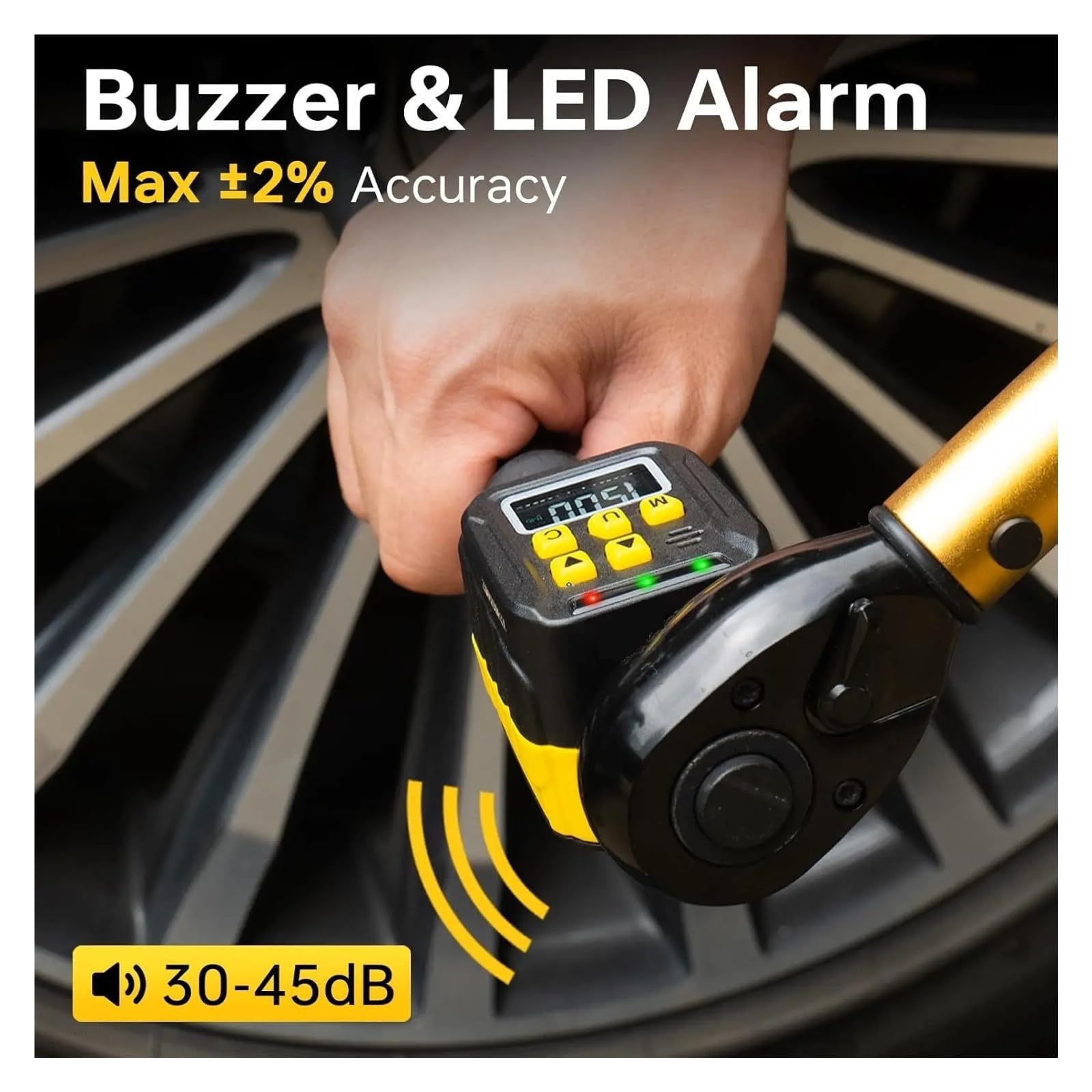 Cyfrowy adapter momentu obrotowego z napędem 1/2", 12,5–250 ft-lb/17–340 Nm, wyświetlacz LCD, dokładność ±2%, uniwersalny miernik Wielofunkcyjna konwersja