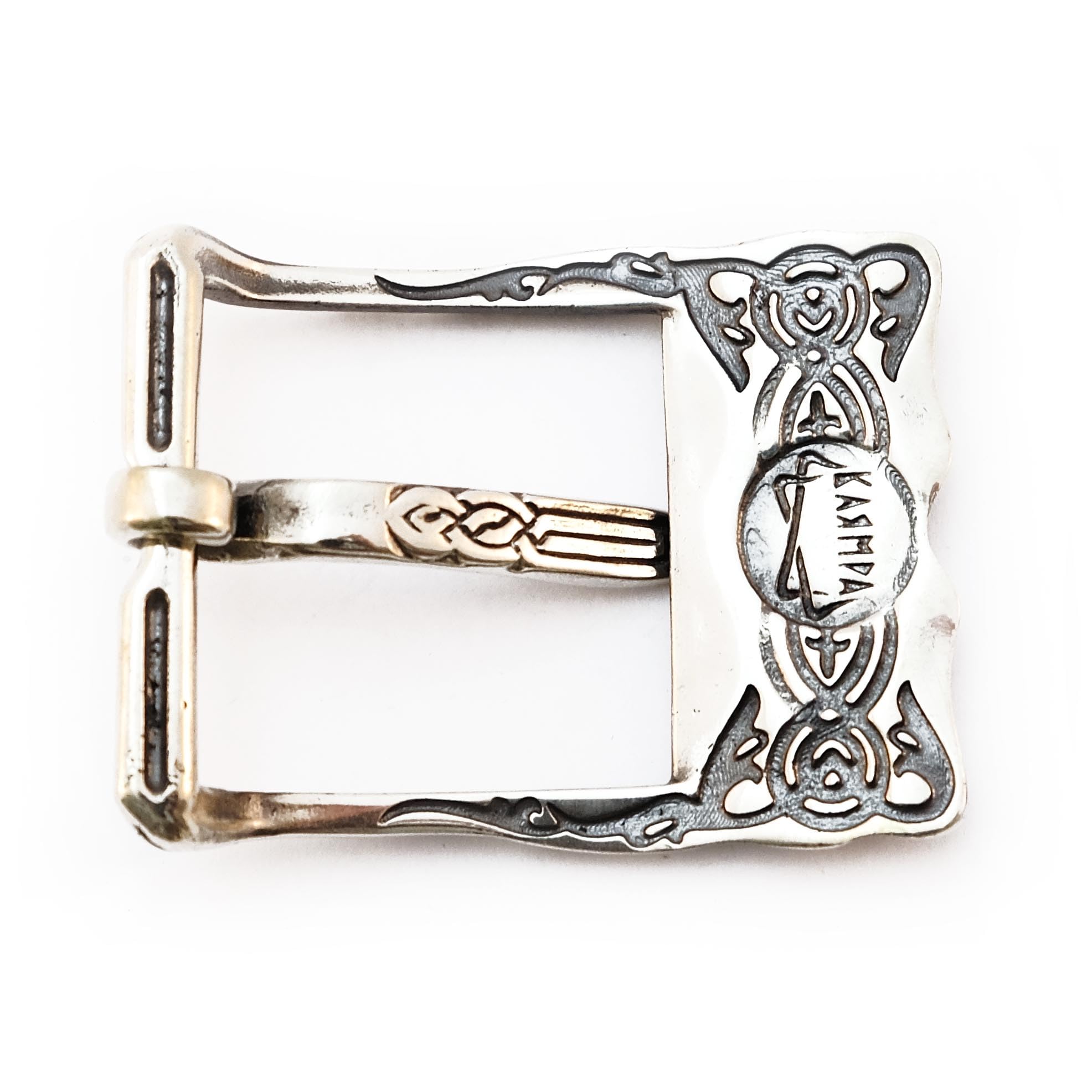 Handmade runic solid german silver buckle Prince, Frame pin type casual belt buckle for 1.5 inch belt