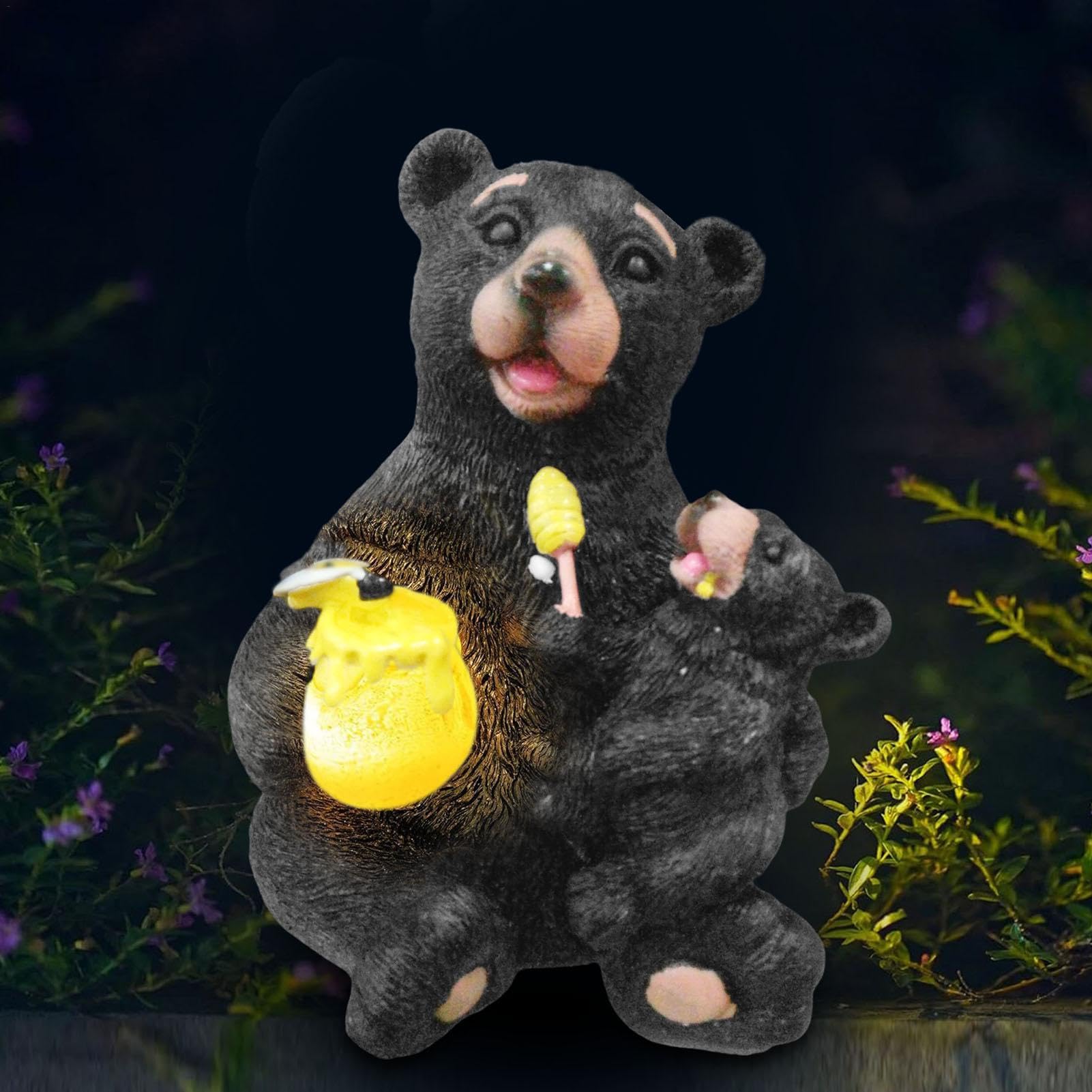 くまごろう様8【1928】九尾 彫り置物 ブラックフローライト こぶ志窯 山岡三秋 陶塑 座り熊 - アンティーク雑貨・古道具の札幌