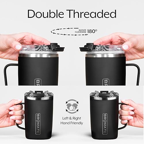 Miniatura 6 de BrüMate Toddy - Taza de café aislada 100% a prueba de fugas de 16 onzas con asa y tapa, taza de viaje de acero inoxidable, taza de café de doble