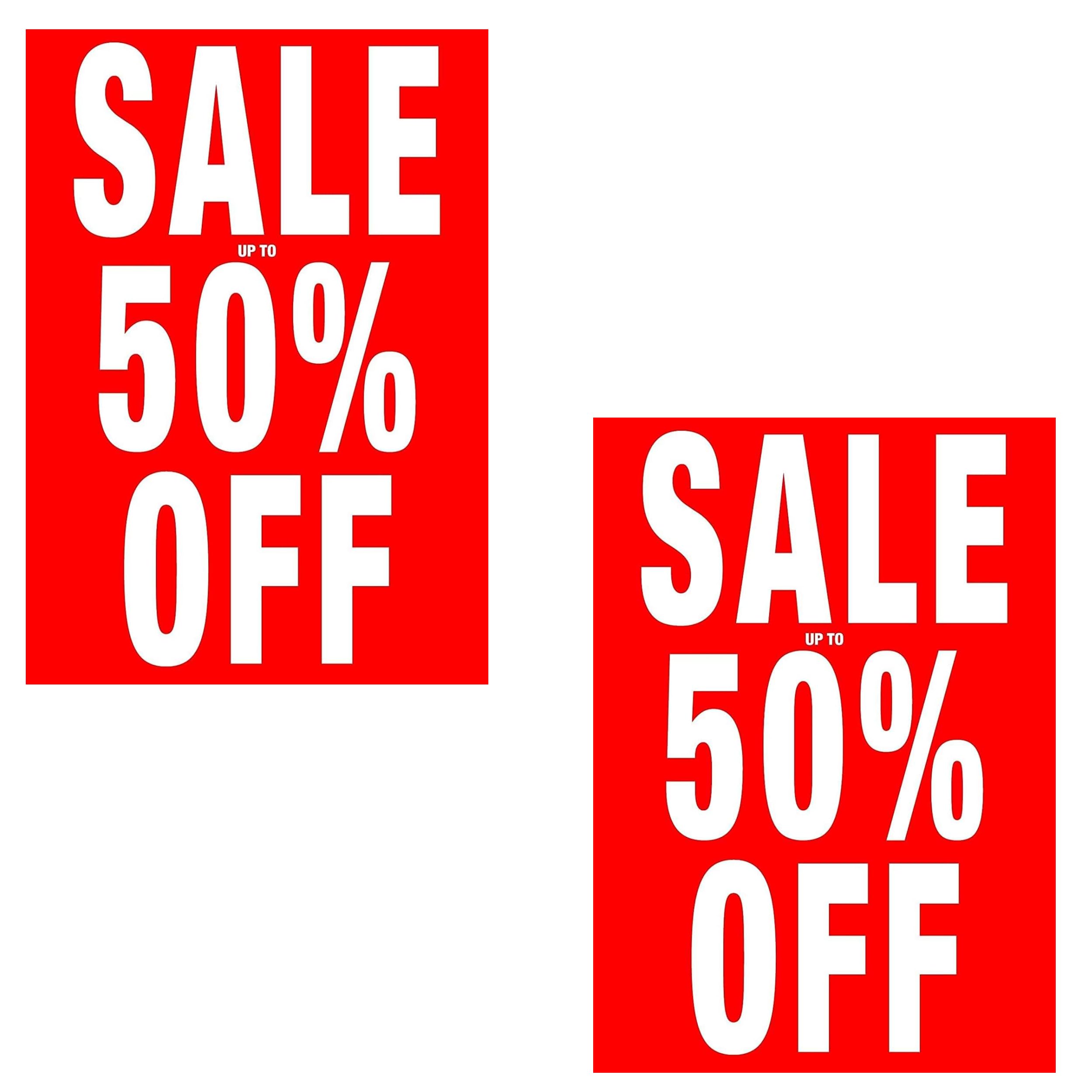 Printed Sale Posters Window Display Sign/BANNERS/Advertising Business Shop Sign Shop Display Window Banner Reusable Posters Size A1 (2 x SALE UPTO 50 PER OFF.)