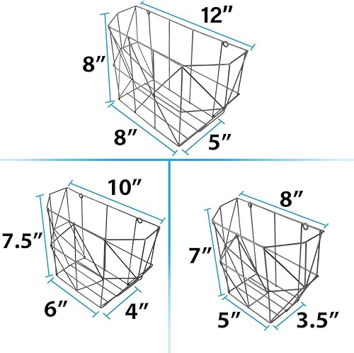 Miniatura 2 de Blue Donuts Juego de 3 cestas de frutas para colgar en la pared, juego de 3 cestas de alambre para almacenamiento, organizador de pared, cesta