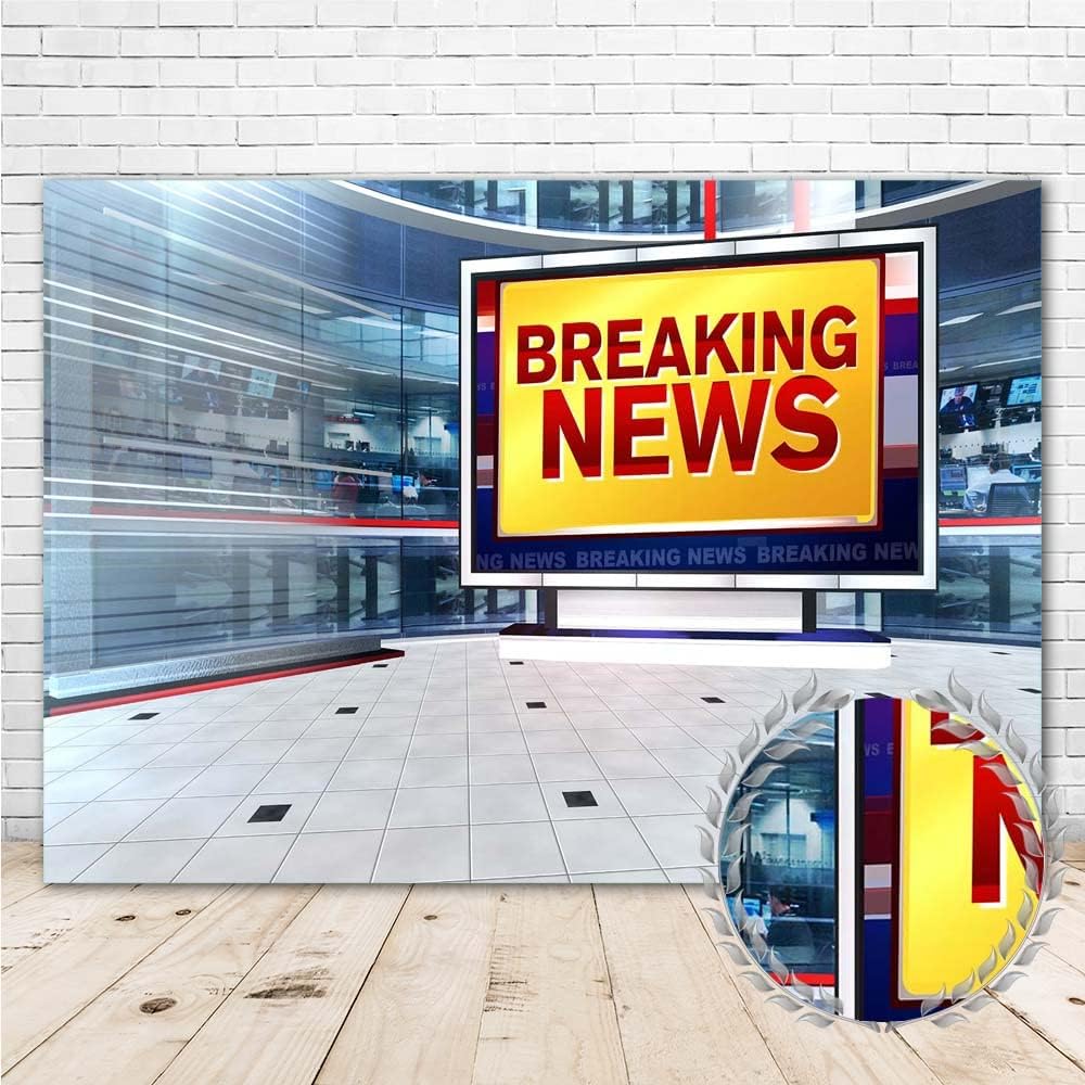 Amazon.com : Breaking News Backdrop TV Broadcast Hall Backdrops 5x3ft ...