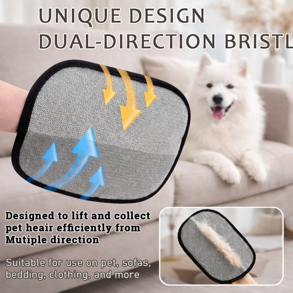2 Pack Magic Brush Pet Hair Removal & Mini Remover Tool – Newly Upgraded Reusable Electrostatic Pet Hair Remover Glove for Clothing, Couch, Bed, Carpet & Car Seat (2pcs-Black)