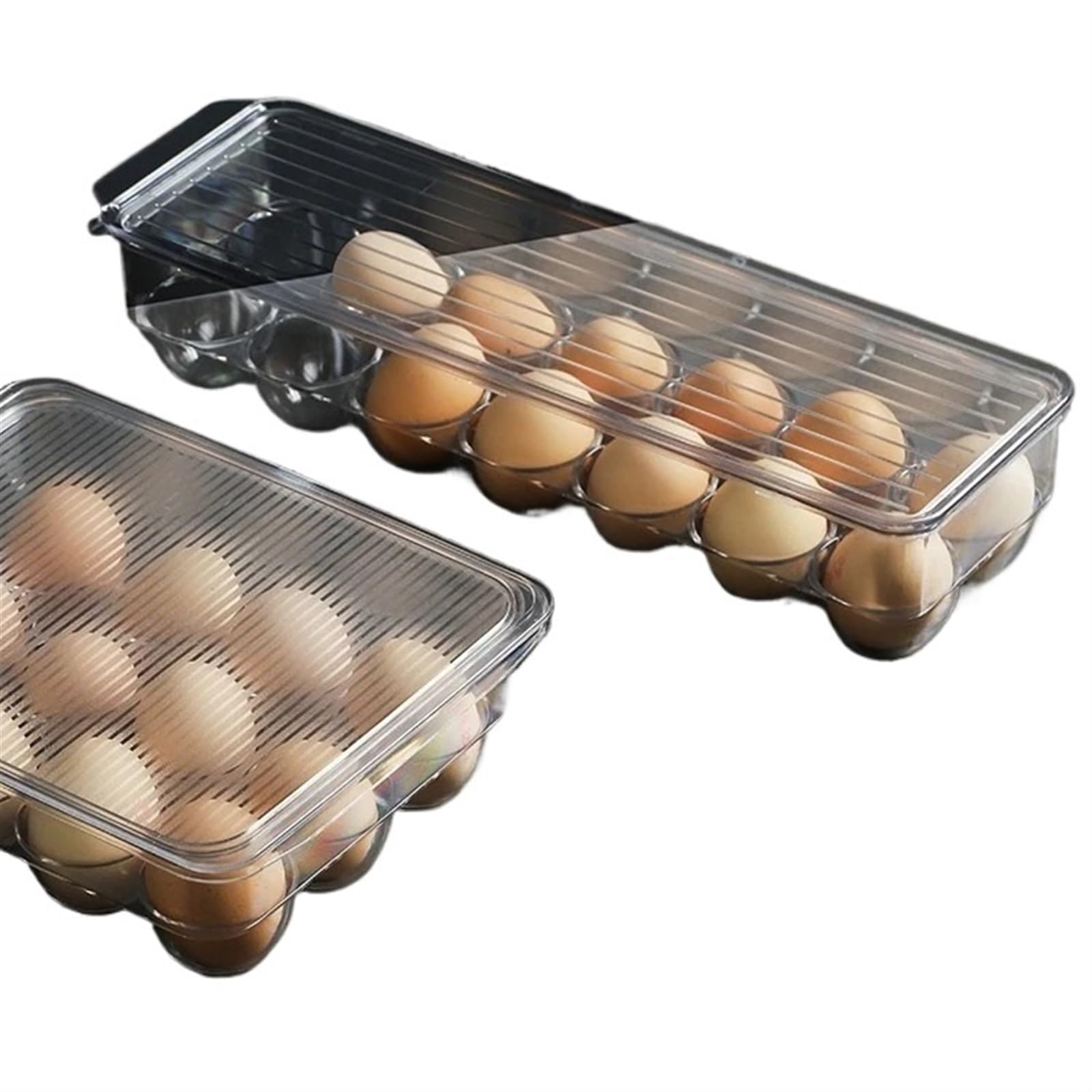Organizador Nevera Contenedor de huevos con tapa, caja de plástico for almacenamiento de huevos, bandeja apilable for huevos, refrigerador, organizador de mantenimiento fresco, caja de almacenamiento