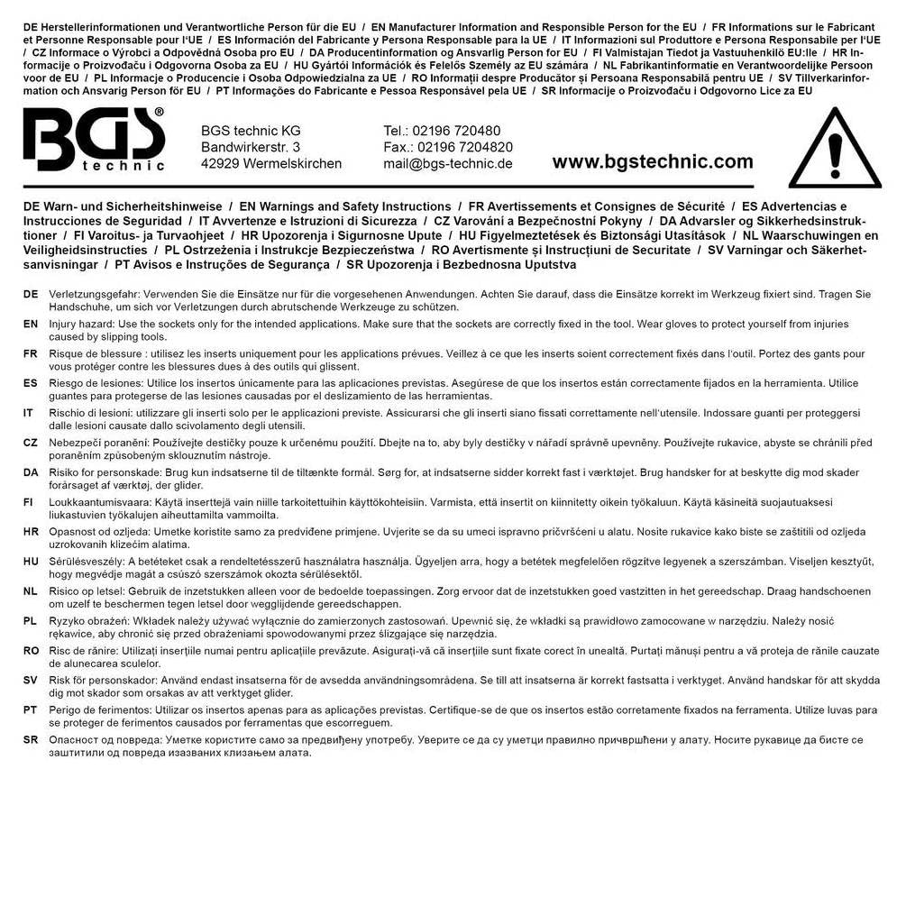 Juego de casquillos de perfil E XXL 10 mm (3/8) E6 - E20-10 piezas - Precisión y robustez, acero - D-Work