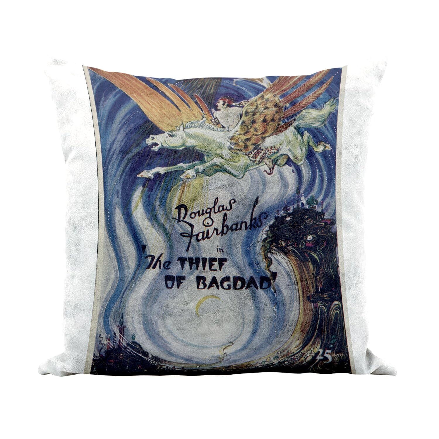 Coussin Le Voleur de Bagdad similicuir blanc 40x40 cm pour habiller un canapé avec style