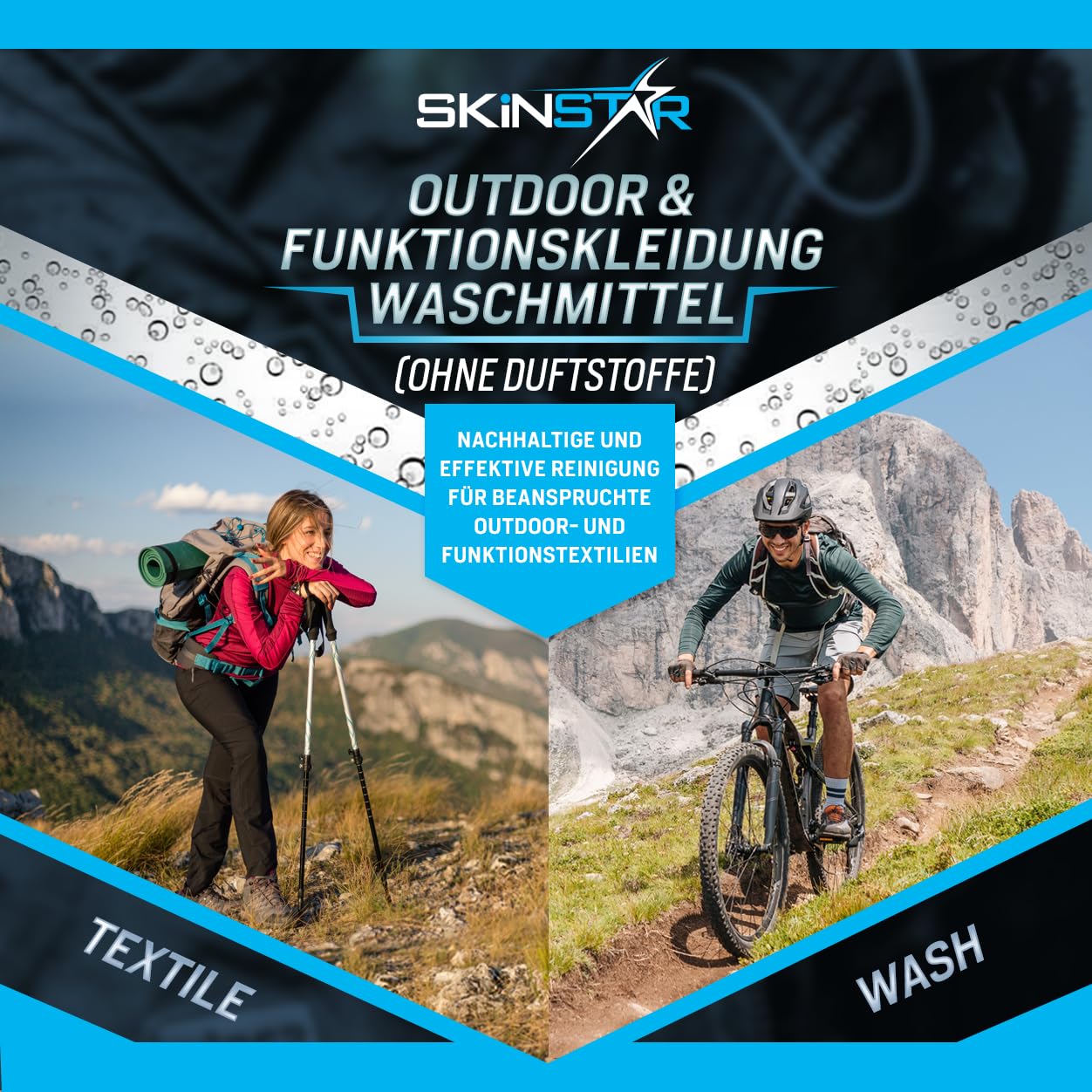 SkinStar Outdoor & Funktionskleidung Waschmittel ohne Duftstoffe + Wash-In Imprägnierung Doppelpack je 2,5L
