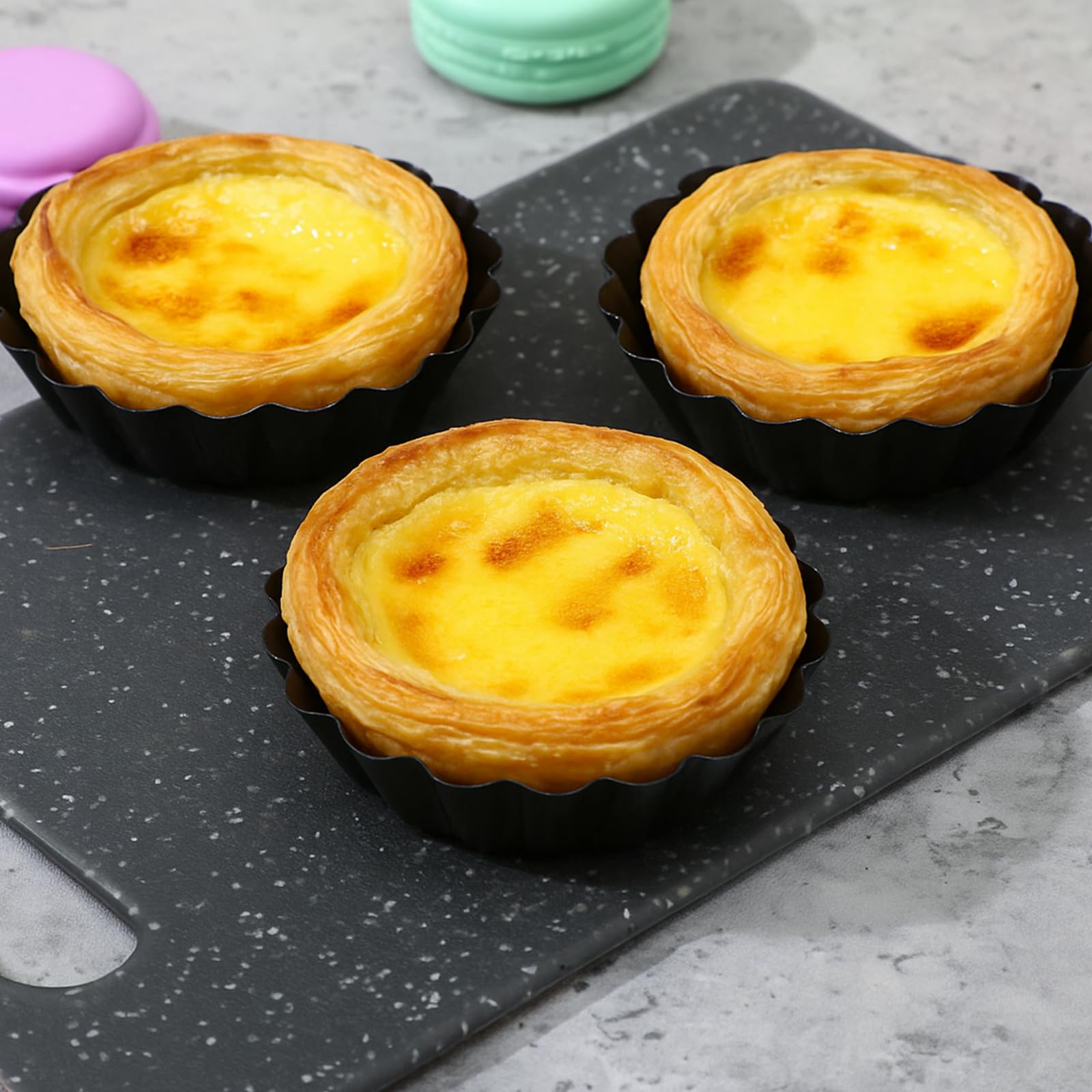 Mini-Kuchenformen mit abnehmbarem Boden, rund, antihaftbeschichtet, Quicheform, Backgeschirr, Ei, Tarte-Formen, geriffelte Seite, kleine Quichepfannen, Stahl, Mini-Kuchenformen für Kuchen, Mousse