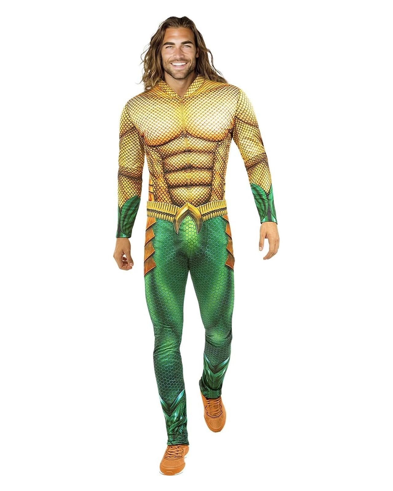 Funidelia Disfraz Oficial de Aquaman para hombre, Incluye mono y cinturón, Superhéroes - Traje para adultos para fiestas, Carnaval y Halloween, Talla M