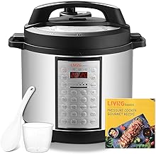 LIVINGbasics 6 Quart Electric Pressure Cooker, 18-in-1 Multi-Function Programmable Pressure Cooker, Stainless Steel Inner Container Slow Cook Rice Cooker Steamer Sauté Yogurt Maker Warmer
