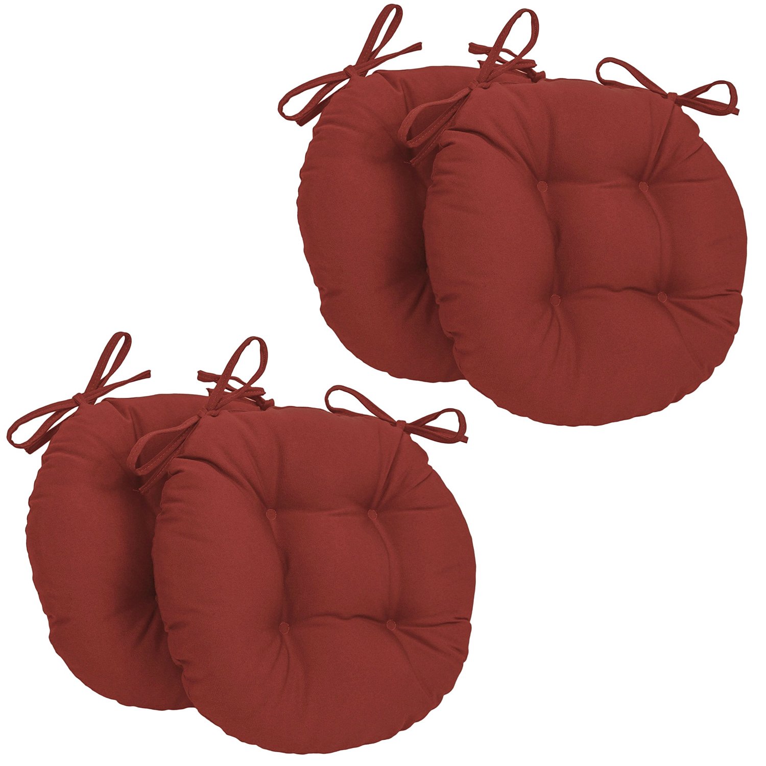 Set 4 Coprisedie Rotondi Con Lacci - Diametro 35cm, Imbottiti, Made In Italy, Colore Beige - Foto 10