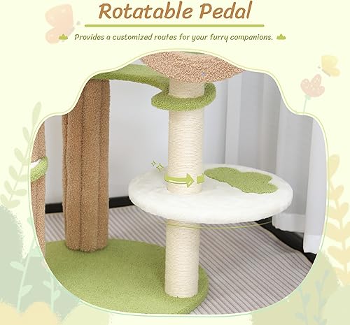 Miniatura 6 de Bonito árbol para gatos de 63 pulgadas, árbol estético para gatos de KAMABOKO con forro polar de peluche, túnel para gatos, muebles únicos para