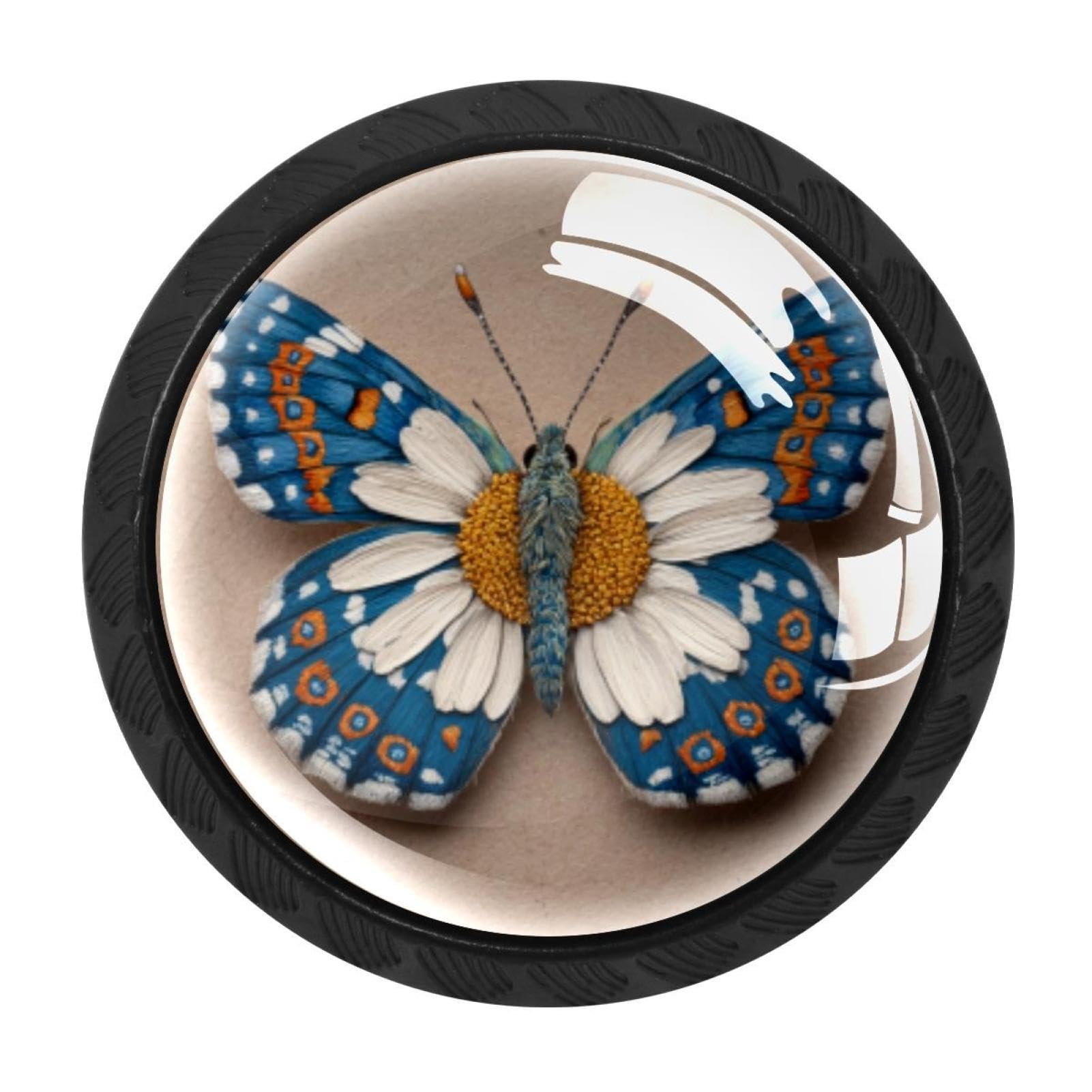 CHENZZZZ Daisy Butterfly Cabinet Knobs 4 Pieces Drawer Kitchen Cabinets Dresser Cupboard Wardrobe Unique Pulls Handles