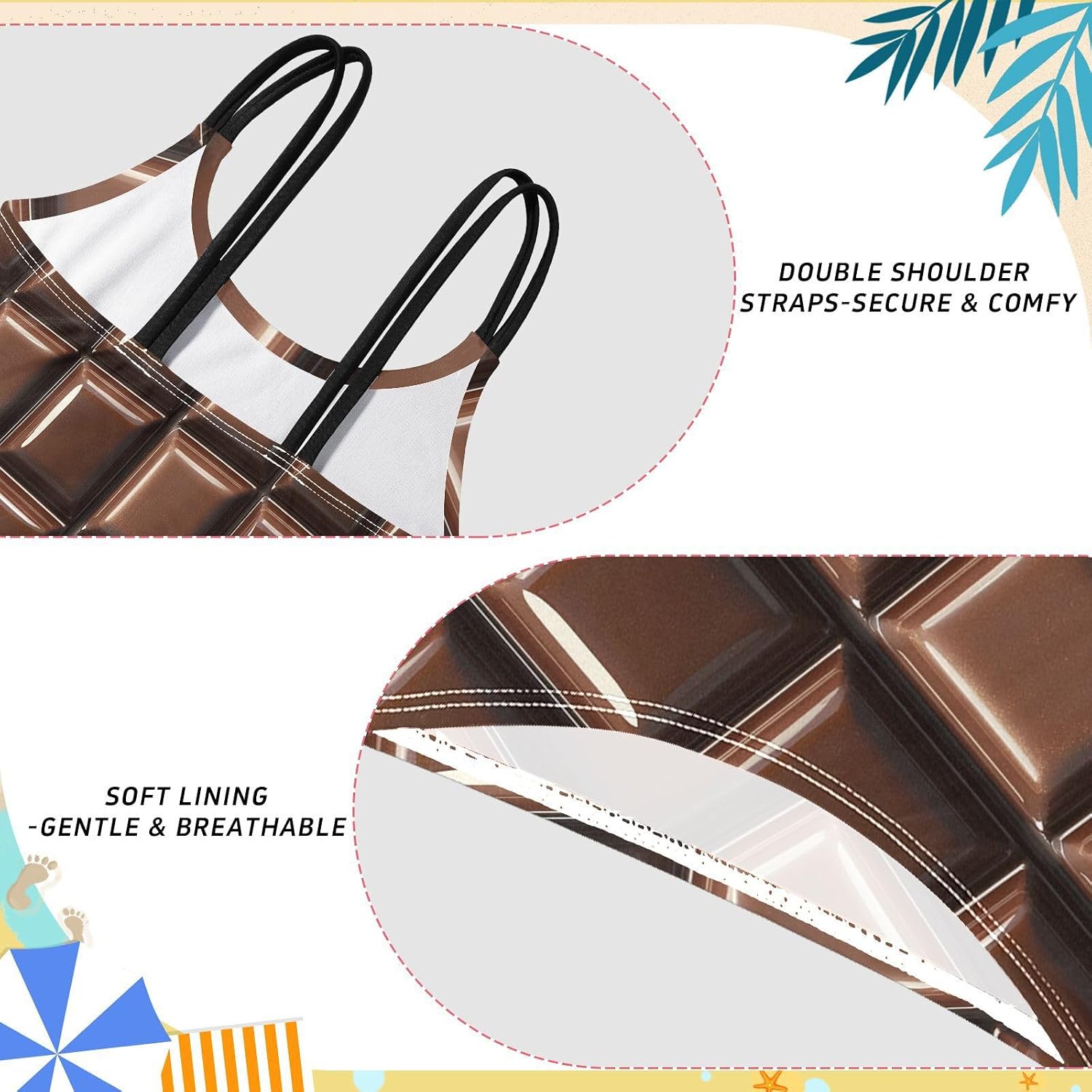 visesunny Girls Two Piece Swimsuits Milk Chocolate Texture Girl's Bikini Sets Bathing Suits for Girls Size 5-12Y
