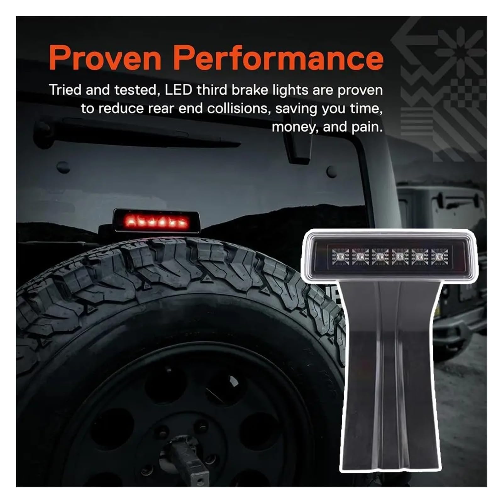 Tercera Luz Freno Coche Para Jeep Para Wrangler JK 2007-2018 LED Tercera Luz Freno Faros Colisión Cuentan Con Estroboscópica Auxiliar Anti U7E6