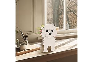 Charming Maltese Statue Planter: A Refined Touch to Your Indoor Oasis