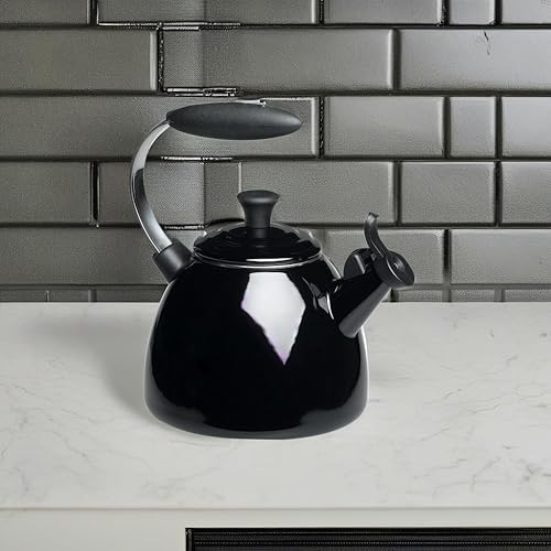 Miniatura 2 de Le Creuset Halo 1.5-qt. Acero inoxidable silbante Teakettle, Negro Onyx