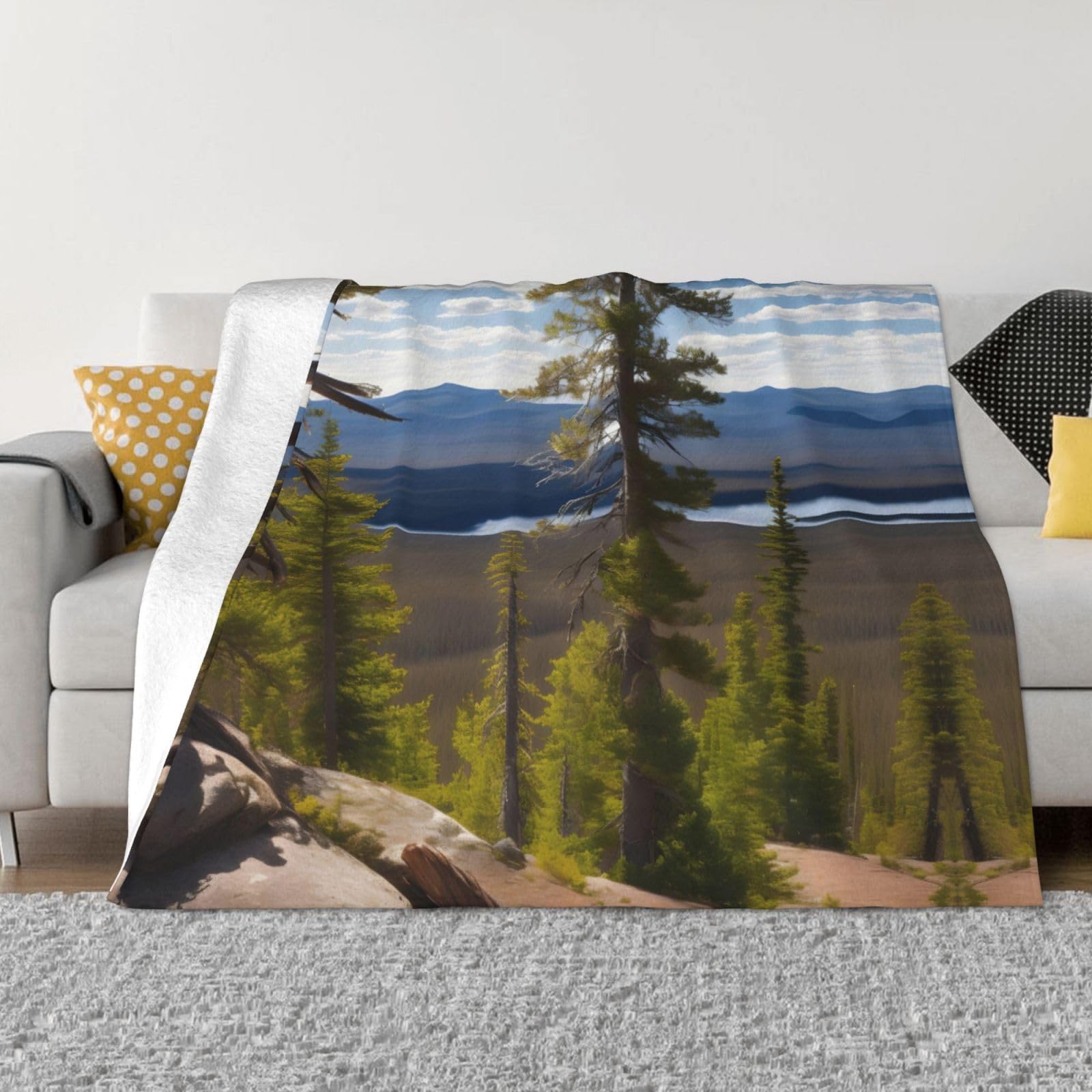 Couverture en flanelle Moose Mountain, plaid doux et chaud en microfibres pour lit de 101x76 cm