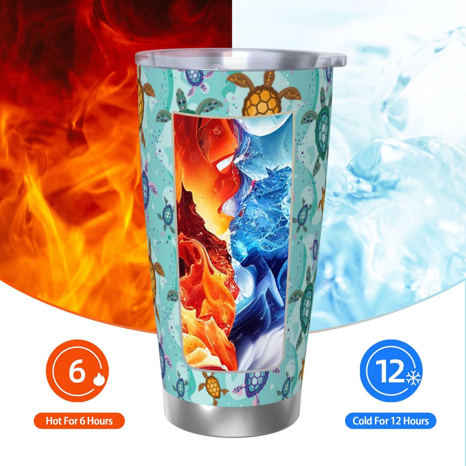 Xinvast Sea Turtle Coffee Tumbler Vacuum Insulated Water Bottle Stainless Steel Insulated Travel Mug for Girl Women 20 Oz - Image 4
