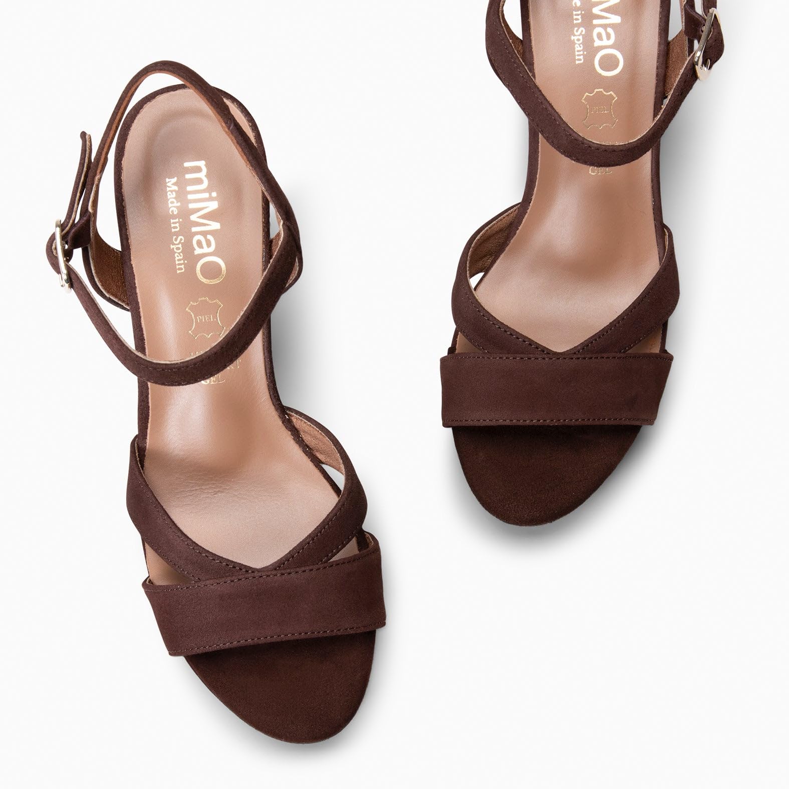 miMaO. Sandalias de Fiesta Cómodas en Piel con tacón y Plataforma. con Plantilla de Gel. Diseñado y Fabricado en España
